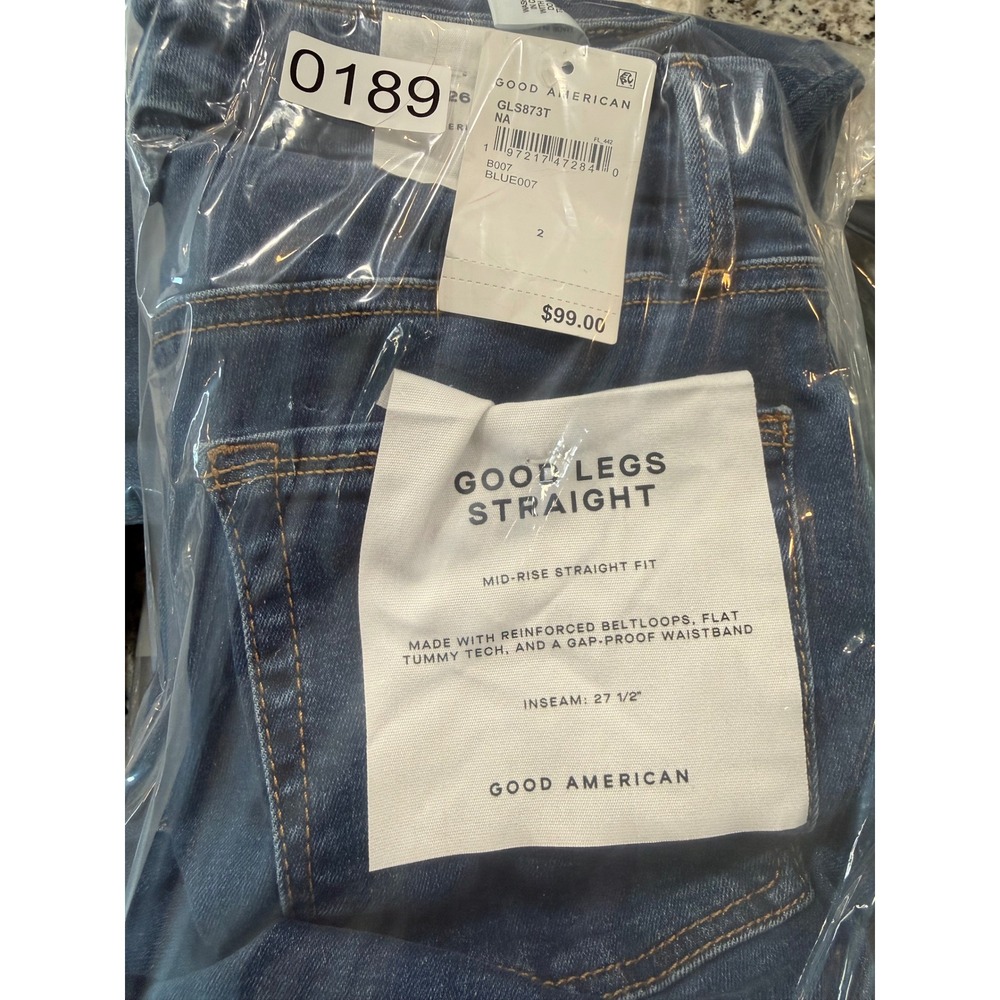 Good American Good Legs Straight Mid-Rise Jeans Blue Size 2/26 GLS873T NWT $98 - Picture 8 of 8